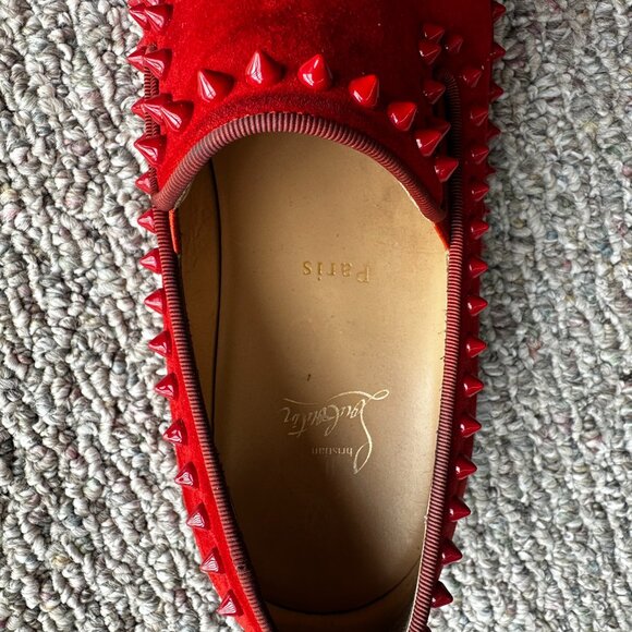 Christian Louboutin Pik Boat Spiked Slip-On Sneakers – Red Suede main image 4